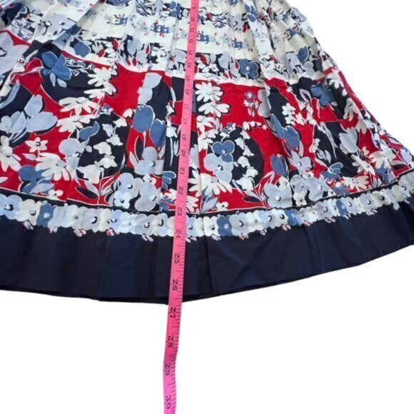 Liz Claiborne Pleated Summer Skirt Size 8 Red White and Blue Floral Print EUC - Picture 6 of 11